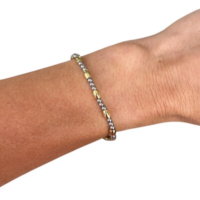 Foto pulseira duo basic bolinhas e gominhos ouro e rodio