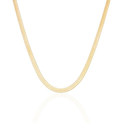 Foto Colar gargantilha malha fita 3mm delicada ouro18k