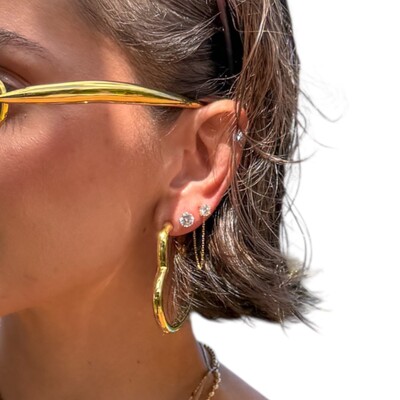 FotoBrinco joia solitário com fio moissanite 1.02ct (5,5mm) prata925