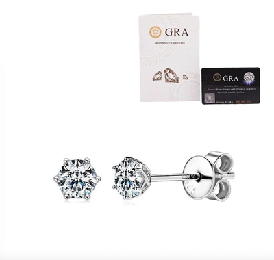 Foto Brinco solitário com moissanite 0.3ct (4mm) prata925