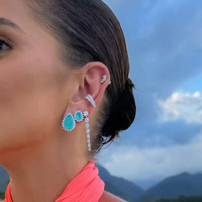 FotoBrinco princesa gota esmeralda colombiana cravação princesa prata925