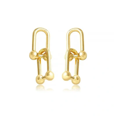 Foto brinco argola dois elos lock retangular