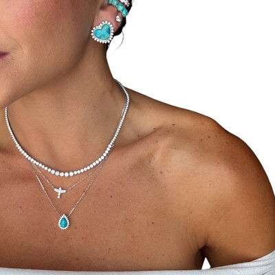 Foto Colar divino espírito Santo moissanite 0.31ct (2mm e 3mm) prata925