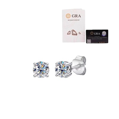 Foto Brinco joia solitário com moissanite 0.86ct (5mm) prata925