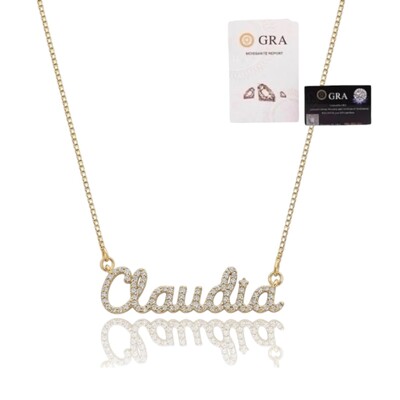 Foto Colar joia nome personalizado cravejado em moissanites prata925