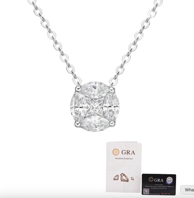 Foto Colar joia solitário ponto de luz illusion (invisible) 1.6ct Moissanite prata925