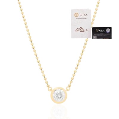 Foto colar joia bolinhas com solitário moissanite 7mm 1.20ct cravação inglesa prata925