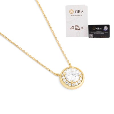 Foto Colar joia solitário volta cravejada 1cm com moissanites 1.93ct (7mm) prata925 ouro18k