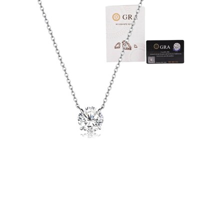Foto Colar joia solitário ponto de luz 1ct (6,5mm) moissanite prata925