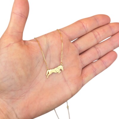 Foto Colar joia cavalo salto prata925 ouro18k (sob encomenda)