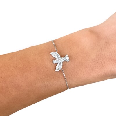 Foto Pulseira joia divino espirito santo baguetes prata925 com banho de rodio