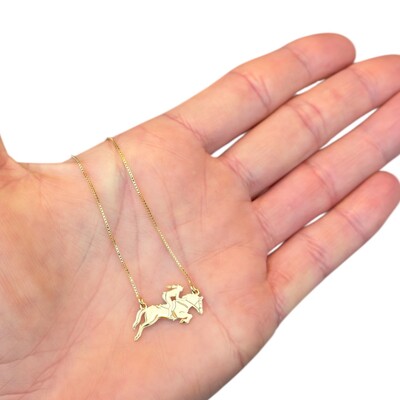 Foto Colar joia horse girl salto prata925 ouro18k (sob encomenda)