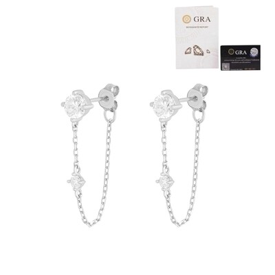 Foto Brinco fio solitário ponto de luz moissanite 5mm 0.60ct prata 925