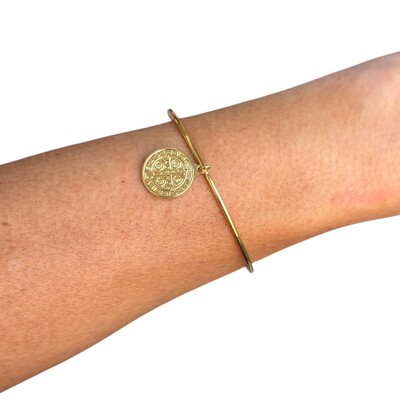 Foto Bracelete regulável com medalha de sao bento ouro18k