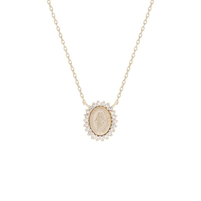 Foto Colar medalha nossa senhora das graças prata925 com banho de ouro 18K
