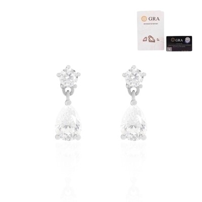 Foto Brinco joia solitário e gota moissanites 1.20ct (1cm4mm) prata925