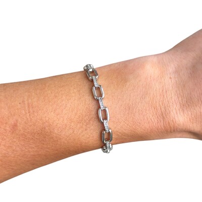 Foto Pulseira elos lisos e cravejados