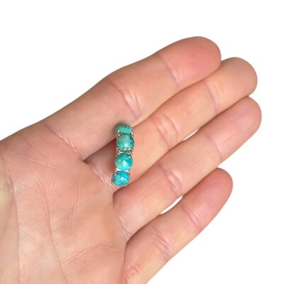 Foto Brinco piercing de encaixe regulável turquesa natural prata925