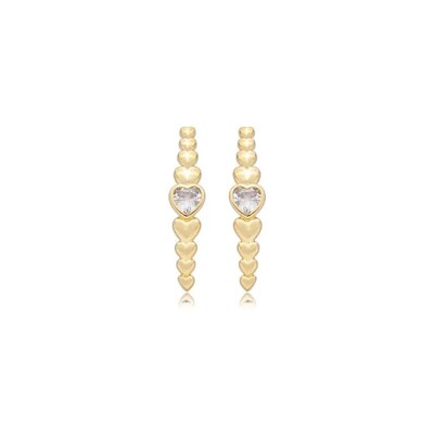 Foto Brinco ear hook corações ouro18k