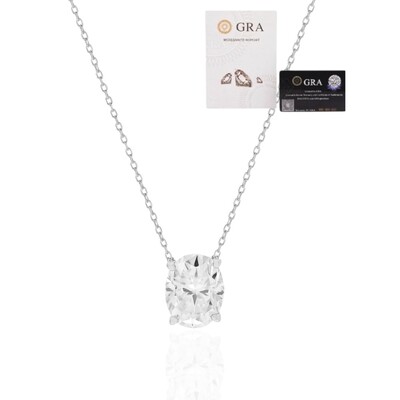 Foto Colar joia solitário oval 2.07ct (9mm por 7mm) moissanite prata925
