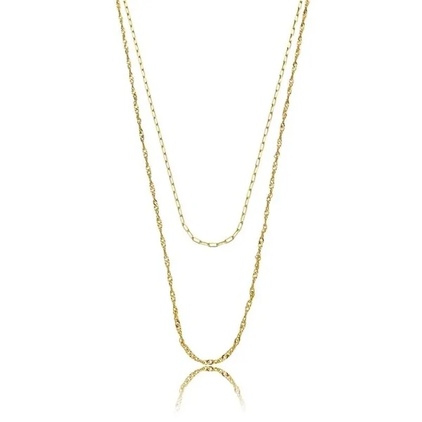 Colar gargantilha dupla elos clássicos e singapura ouro18k