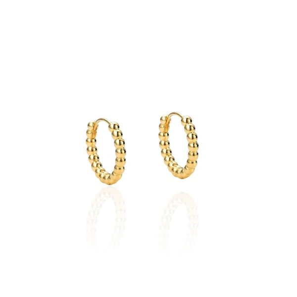 Brinco joia argola click bolinhas 8mm prata925 ouro18k