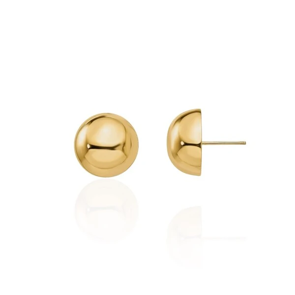 Brinco botão orgânico 9mm ouro18k
