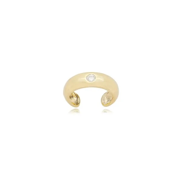 Brinco piercing tubo slim com solitário central delicado ouro18k