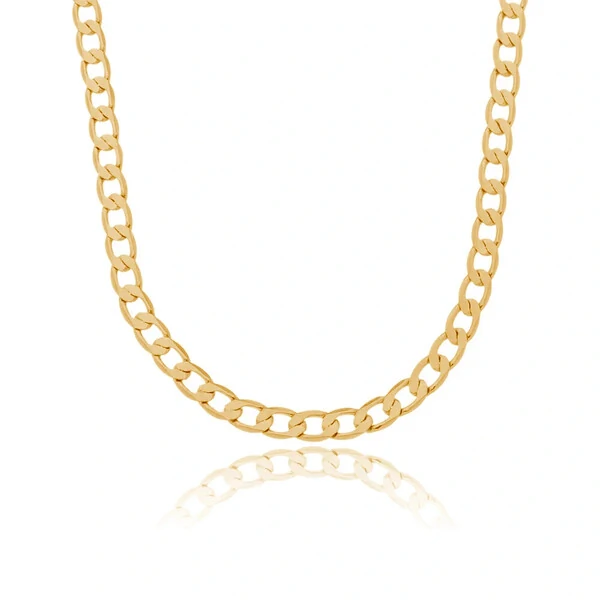 Colar e Choker groumet chapada com elo 4mm ouro18k