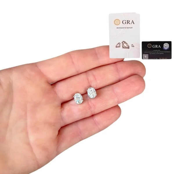 Brinco joia solitário oval com moissanite 3ct (6mm por 8mm) prata925 (cópia)