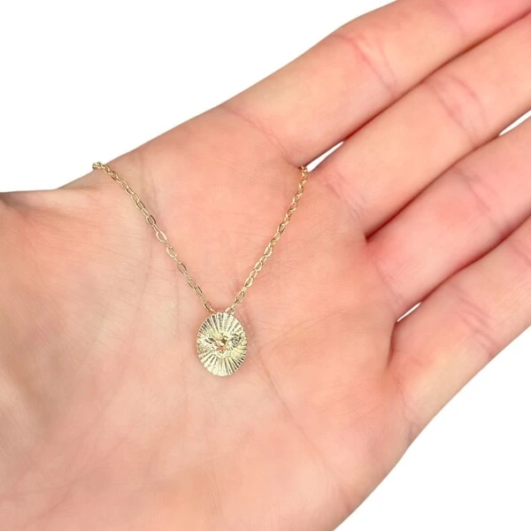 Colar joia com pingente divino espirito santo corrente elos portugueses ouro18k