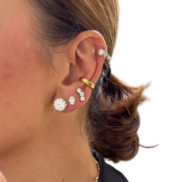 Brinco joia solitário com moissanite 6.80ct (10mm) prata925