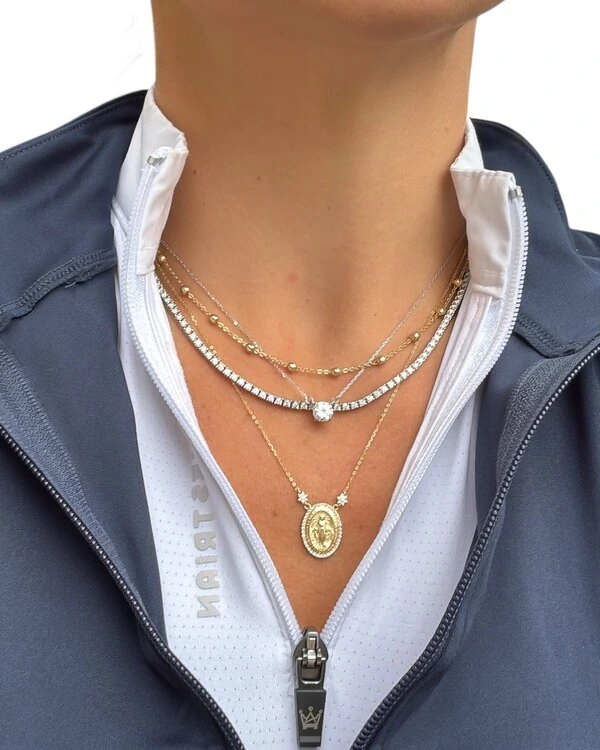 Colar e choker bolinhas intercaladas ouro18k