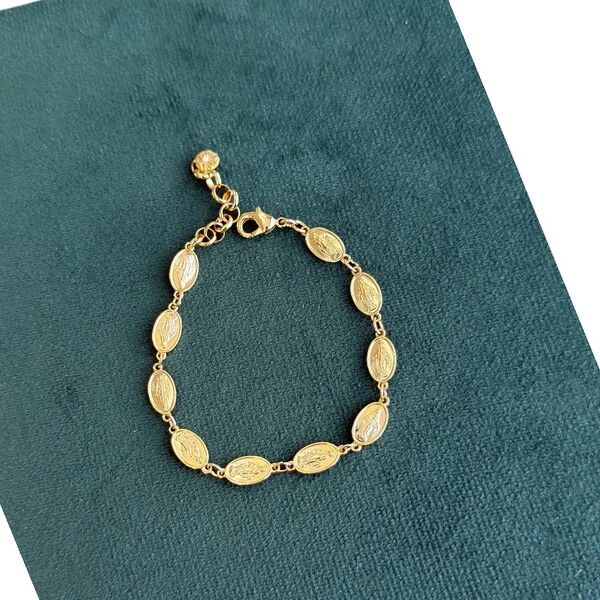 pulseira joia medalhas nossa senhora das graças ouro18k