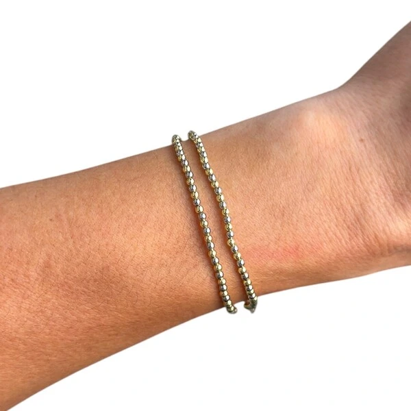 Pulseira bolinhas duo ouro e rodio (unitária)
