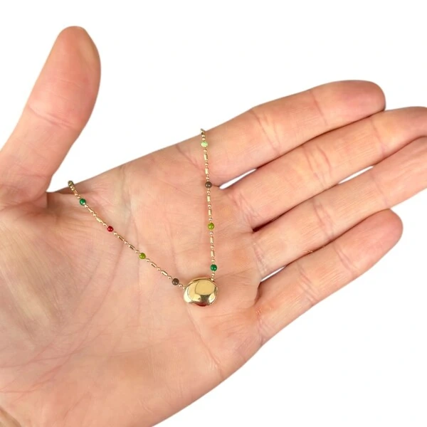 Colar gargantilha bolinhas colors delicada com peça organica