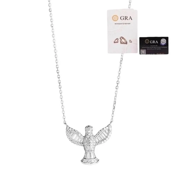Colar pingente Divino Espírito Santo moissanite 0.82ct prata925