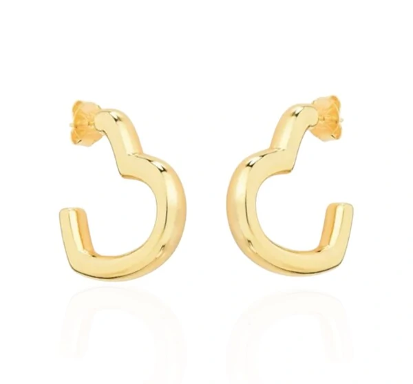 brinco argola formato coração ouro18k