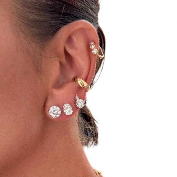 Brinco joia solitário oval com moissanite 3ct (6mm por 8mm) prata925 (cópia)