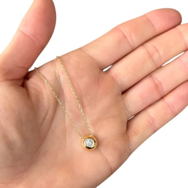 Colar joia solitário ponto luz cravação inglesa prata925 ouro18k