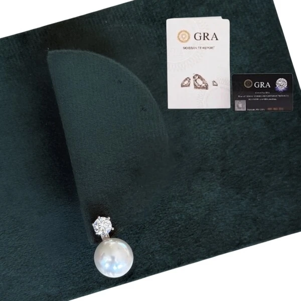 Brinco joia pérola e solitário moissanite 1.2ct (5.5mm) prata925