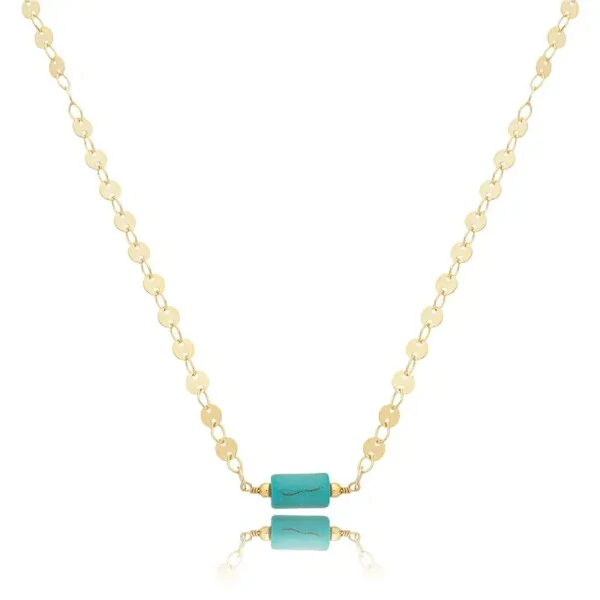 Colar gargantilha medalhas boho com rolinho turquesa ouro18k