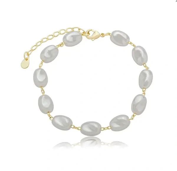 Pulseira clássica pérolas banho de ouro18k