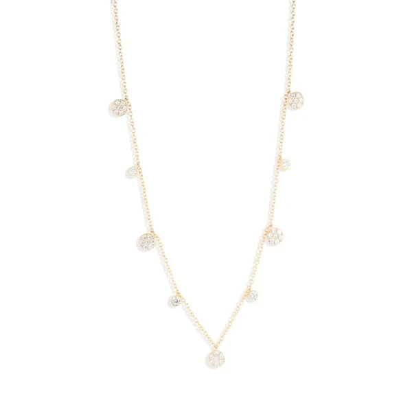 Colar corrente medalhas e pontos de luz ouro18k