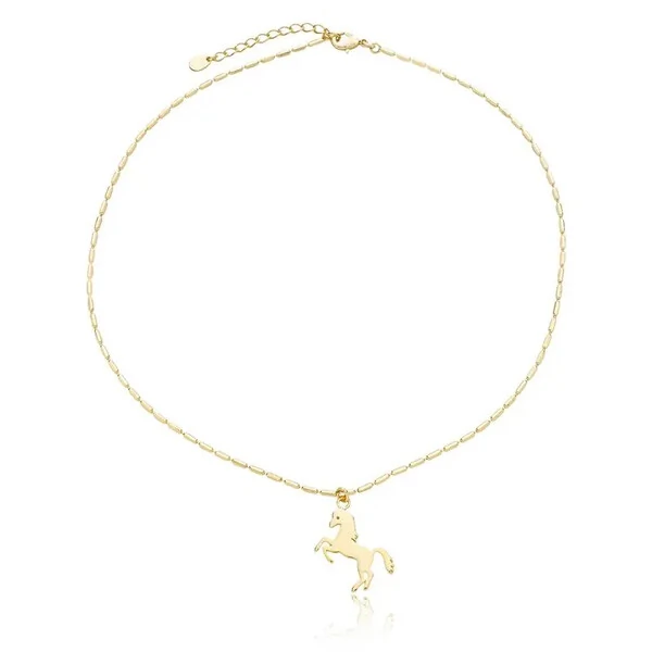 Colar e choker cavalo hipismo ouro18k