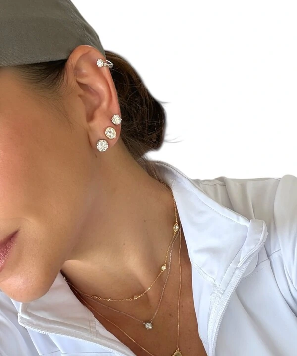 Brinco joia solitário oval 1ct (5 por 6mm) cravação inglesa moissanite prata925 ouro18k