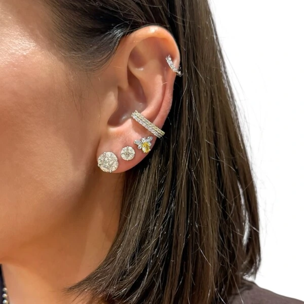 Brinco joia solitário moissanite illusion 0.88ct (6mm) prata925