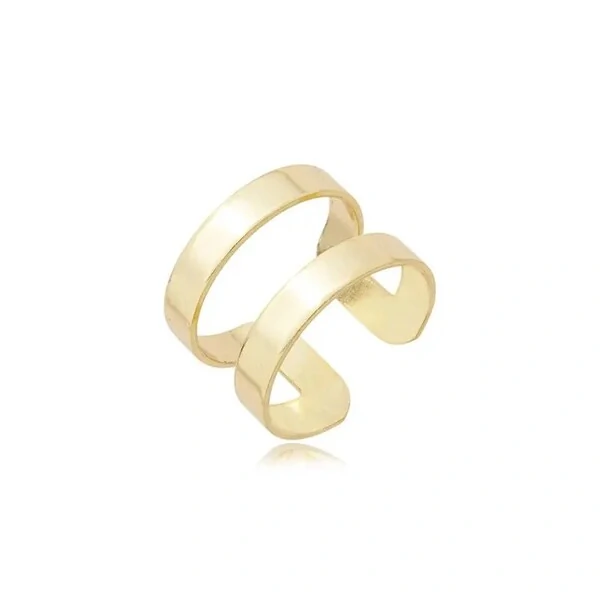 Anel duas linhas duplo regulável ouro18k