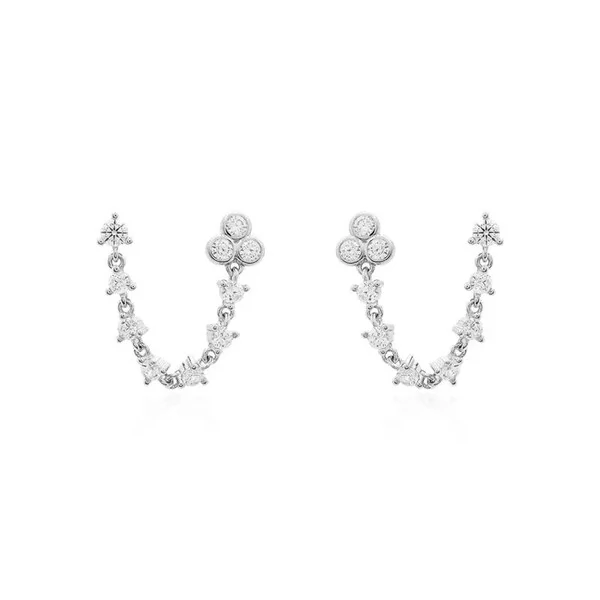 Brinco joia para dois furos riviera fio prata925