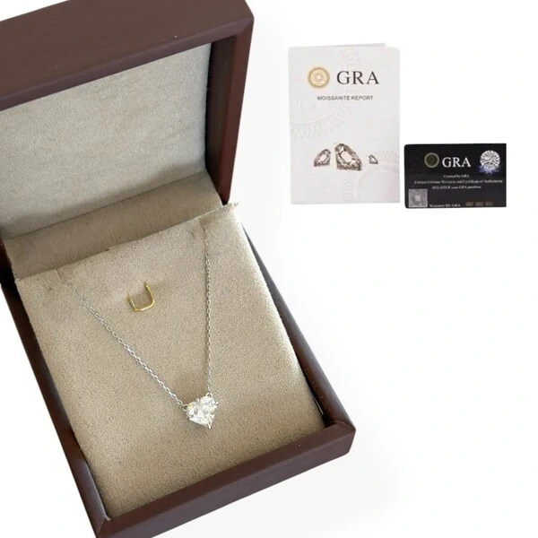 Colar coração moissanite ice cut 2.06ct 8mm prata925